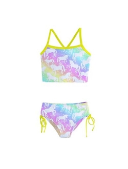 PattyCandy Little/Toddler Girls Girly Swimwear Unicorn Princess Rainbows Kids Tankini Swimsuit Bikini Set