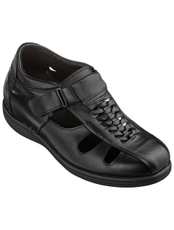 TOTO Men's Invisible Height Increasing Elevator Shoes - Leather Slip-on Super Lightweight Open-Toe Sandals - 3.2 Inches Taller