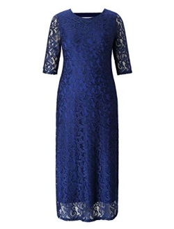 Chicwe Plus Size Stretch Lace Maxi Dress - Evening Wedding Cocktail Party Dress