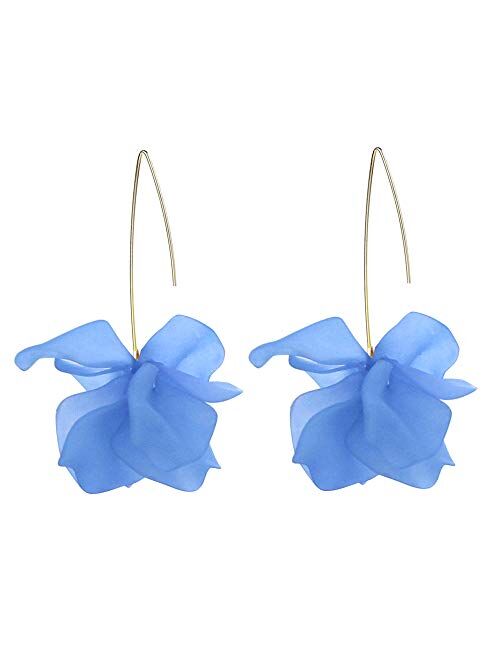 Colorful Flower Hoop Earrings, Floral Drop Dangle Statement Earrings for Women KELMALL COLLECTION