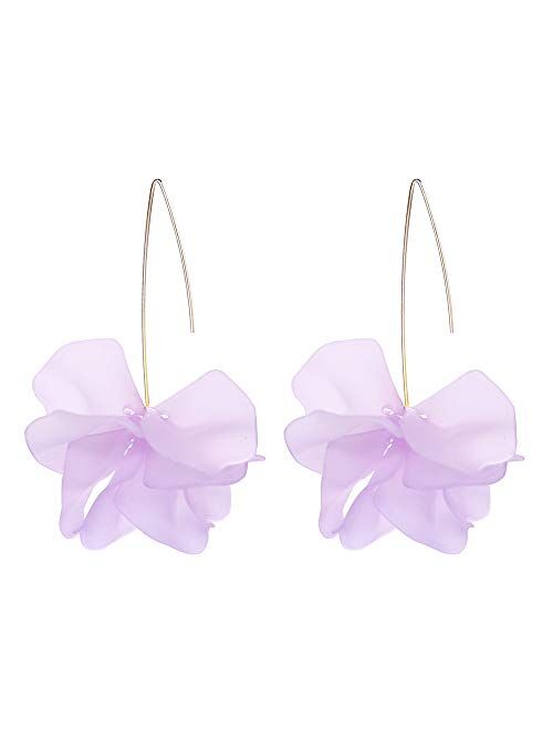 Colorful Flower Hoop Earrings, Floral Drop Dangle Statement Earrings for Women KELMALL COLLECTION