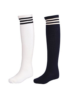 Stripe Tube Dresses Over the Knee Thigh High Stockings Cosplay Socks