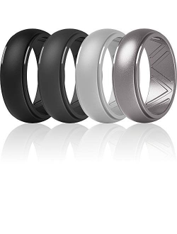 ThunderFit Men's Silicone Wedding Ring, Step Edge, with Breathable Grooves - 8.7mm Wide, 2.5mm Thick