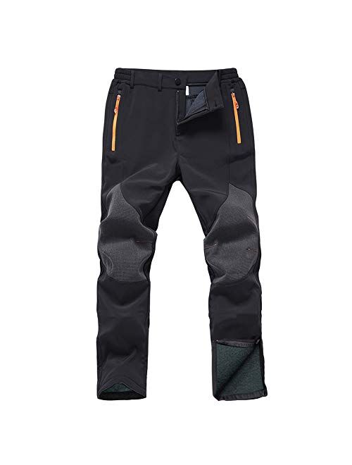 Gash Hao Mens Snow Ski Waterproof Softshell Snowboard Pants Outdoor Hiking Fleece Lined Zipper Bottom Leg