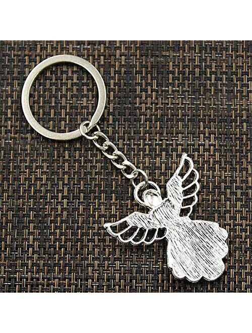 PHAETON 50PCS Silver Tone Guardian Angel Charm Keychain Key Ring, 3.14