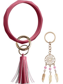 Huakan Key Ring Keychain Bracelet Silicone Bangle for Women and girls Diamond Shaped