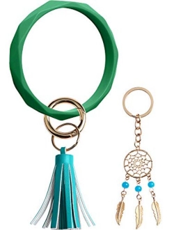 Huakan Key Ring Keychain Bracelet Silicone Bangle for Women and girls Diamond Shaped