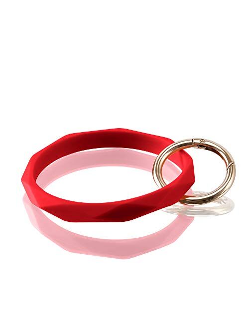 Huakan Key Ring Keychain Bracelet Silicone Bangle for Women and girls Diamond Shaped