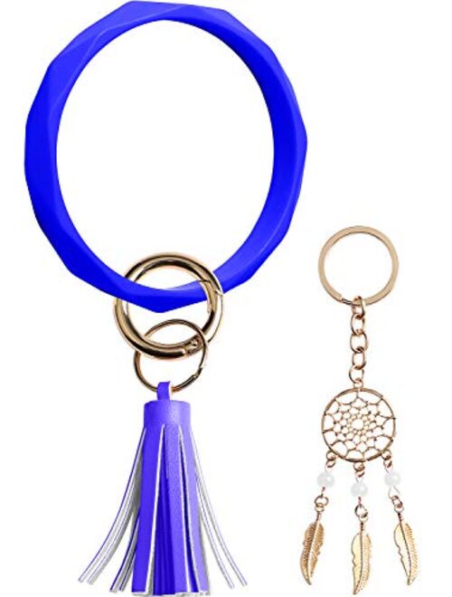 Huakan Key Ring Keychain Bracelet Silicone Bangle for Women and girls Diamond Shaped