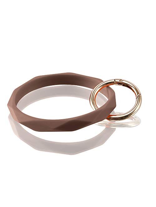 Huakan Key Ring Keychain Bracelet Silicone Bangle for Women and girls Diamond Shaped