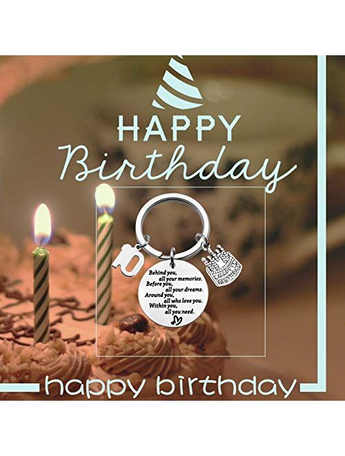 BEKECH Birthday Keychain Gifts for Him/Her,10th 12th 13th 14th 15th 16th 18th 30th 40th 50th Birthday Cake Birthday Key Ring Gift, Behind You All Memories Before You All 