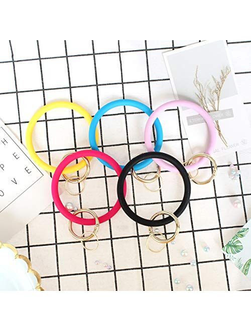 imeetu Wristlet Keychain, Circle Silicone Bangle Keyring Bracelet