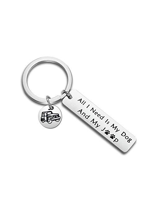 PLITI Dog Lover Keychain Gift Dog Mom Dog Dad Life Gift All I Need is My Dog and My Truck Keyring