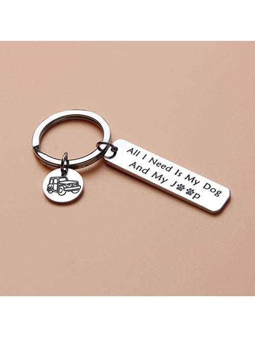 PLITI Dog Lover Keychain Gift Dog Mom Dog Dad Life Gift All I Need is My Dog and My Truck Keyring