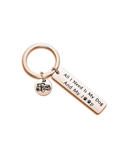 PLITI Dog Lover Keychain Gift Dog Mom Dog Dad Life Gift All I Need is My Dog and My Truck Keyring