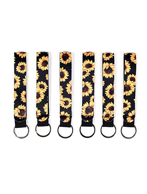 6 Pack Neoprene Wristlet Keychain Lanyard, Hand Wrist Lanyard Keychain for Girls/Women