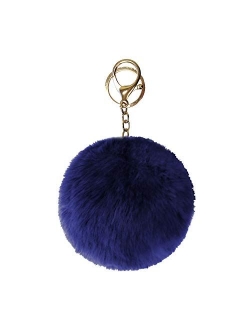 SIMPLICHIC-Luxury Faux Rabbit Fur Pom Pom Keychain Gorgeous Gold Colored Keyring