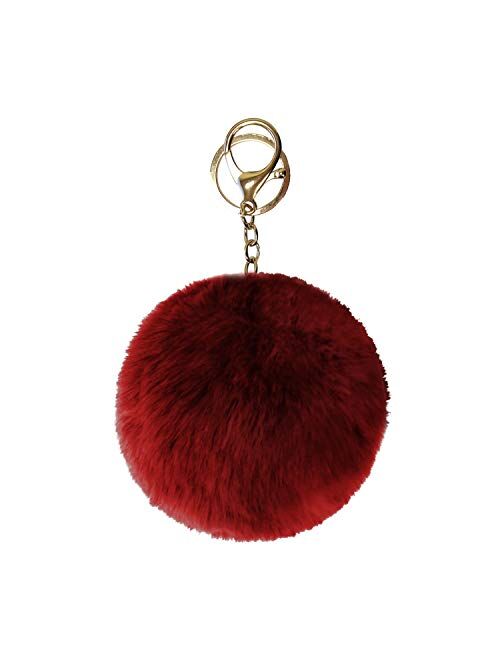 SIMPLICHIC-Luxury Faux Rabbit Fur Pom Pom Keychain Gorgeous Gold Colored Keyring