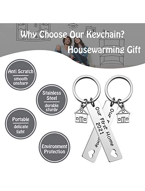 Our First Home Keychains with Gift Box New Home Housewarming Gift Keyrings for Women Men