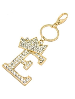 Sometheme Special Large Rhinestone Studded Alphabet Letter Initial Key Chain Key Ring Bag Charm, 2"x2.5" Inches