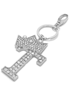 Sometheme Special Large Rhinestone Studded Alphabet Letter Initial Key Chain Key Ring Bag Charm, 2"x2.5" Inches