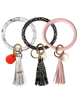 3pcs Wristlet Keychain Bracelet Keyring Bangle Tassel Round Keychain for Women Girls - No More Missing Keys