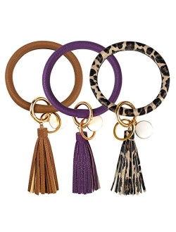 3pcs Wristlet Keychain Bracelet Keyring Bangle Tassel Round Keychain for Women Girls - No More Missing Keys