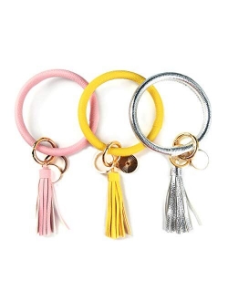 3pcs Wristlet Keychain Bracelet Keyring Bangle Tassel Round Keychain for Women Girls - No More Missing Keys