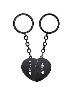 MeMeDIY Personalized Name Couple Keychain for Women Stainless Steel Heart Puzzle