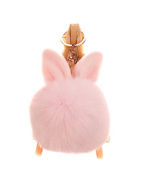 URSFUR Artificial Rabbit Ear Fur Ball - Fluffy Pom Pom Balls with Keychain Hook -Fluzzy Pompom Phone Bag Charm Pendant