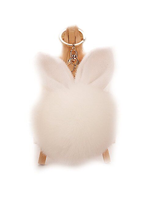 URSFUR Artificial Rabbit Ear Fur Ball - Fluffy Pom Pom Balls with Keychain Hook -Fluzzy Pompom Phone Bag Charm Pendant