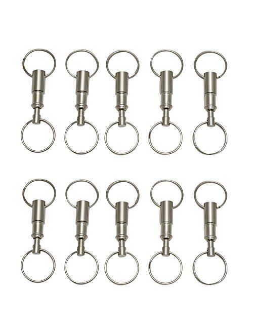 Honbay 10PCS Detachable Pull Apart Key Rings Keychains Heavy Duty Dual Key Ring Snap Lock Holder