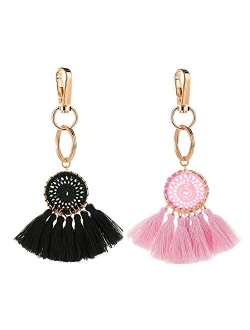 Tassel Pom Pom Key Chain Colorful Boho Charm Key Ring, Fashion Accessories for Women