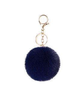 Faux Rabbit Fur Ball Pom Pom Keychain for Car Key Ring Phone Handbag Charm Tote Pendant