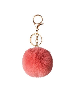 Faux Rabbit Fur Ball Pom Pom Keychain for Car Key Ring Phone Handbag Charm Tote Pendant