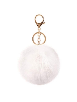 Faux Rabbit Fur Ball Pom Pom Keychain for Car Key Ring Phone Handbag Charm Tote Pendant