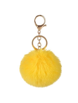 Faux Rabbit Fur Ball Pom Pom Keychain for Car Key Ring Phone Handbag Charm Tote Pendant