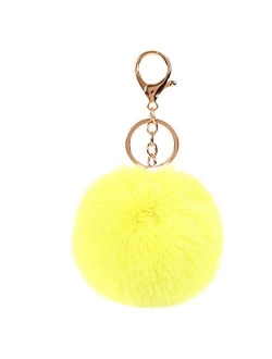 Faux Rabbit Fur Ball Pom Pom Keychain for Car Key Ring Phone Handbag Charm Tote Pendant