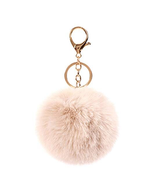 Faux Rabbit Fur Ball Pom Pom Keychain for Car Key Ring Phone Handbag Charm Tote Pendant