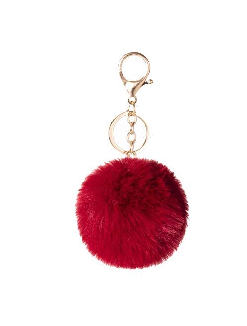 Faux Rabbit Fur Ball Pom Pom Keychain for Car Key Ring Phone Handbag Charm Tote Pendant