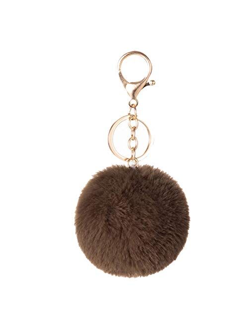 Faux Rabbit Fur Ball Pom Pom Keychain for Car Key Ring Phone Handbag Charm Tote Pendant