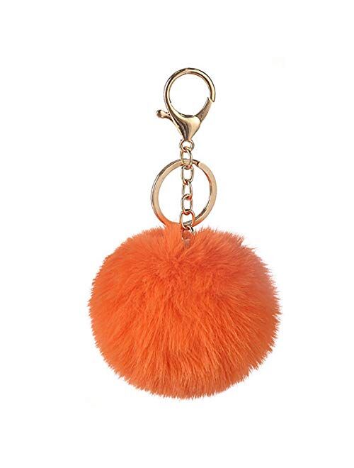 Faux Rabbit Fur Ball Pom Pom Keychain for Car Key Ring Phone Handbag Charm Tote Pendant