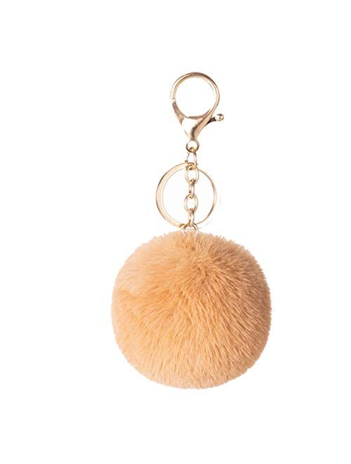 Faux Rabbit Fur Ball Pom Pom Keychain for Car Key Ring Phone Handbag Charm Tote Pendant