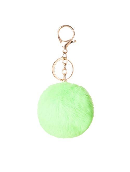 Faux Rabbit Fur Ball Pom Pom Keychain for Car Key Ring Phone Handbag Charm Tote Pendant