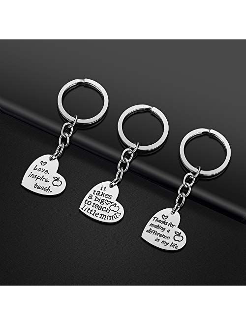 Teacher Gifts for Women - 3PCS Teacher Keychain, Teacher Appreciation Gifts, Teacher Christmas Valentines Gifts Thank You Gifts for Teacher