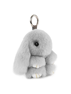 ETENOVA Bunny Keychain Soft Cute Rex Rabbit Fur Keychain Car Handbag Keyring Bag Charms Pendant