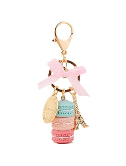 ZOONAI Macaron Cake Eiffel Tower Keychain Bowknot Car Keyring Bag Purse Pendant