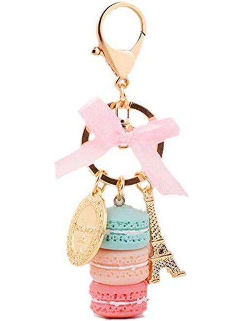 ZOONAI Macaron Cake Eiffel Tower Keychain Bowknot Car Keyring Bag Purse Pendant