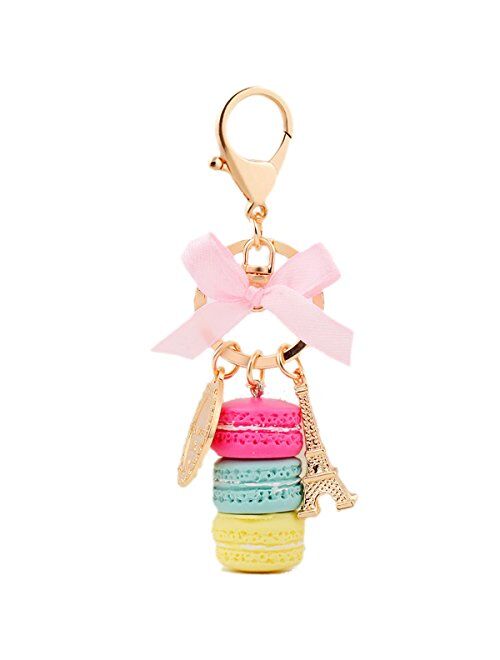 ZOONAI Macaron Cake Eiffel Tower Keychain Bowknot Car Keyring Bag Purse Pendant