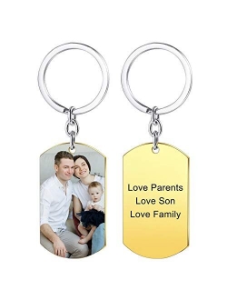 MeMeDIY Personalized Dog Tag Keychain Personalized Photo Custom Photo Tungsten Stainless Steel